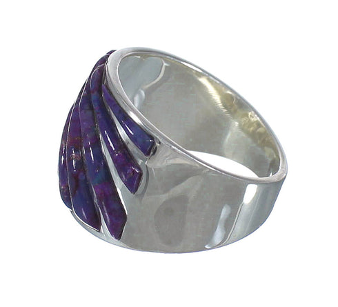 Magenta Turquoise Inlay Southwestern Genuine Sterling Silver Jewelry Ring Size 7-1/4 QX74455